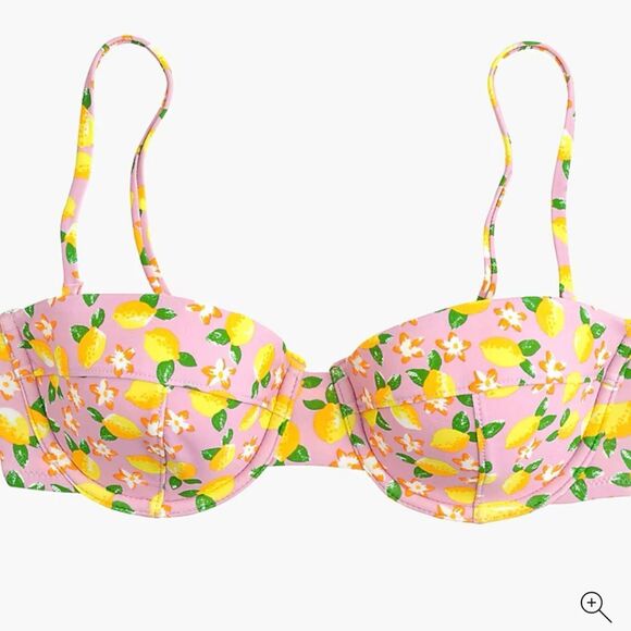 J.Crew Women Size 34B Bikini Top and Small Bikini Bottom Pink Lemon Print Bikini - Picture 2 of 14